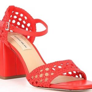 Antonio Melani Red Genuine Leather Women's Sandals